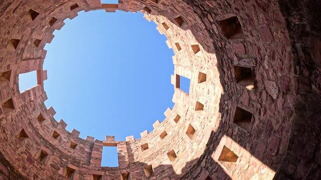 keep tower of the medieval castle of Vilafam&eacute;s, comarca of Plana Alta, province of Castell&oacute;n, Valencian Community, Spain