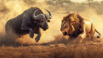 Powerful animals clash in savanna