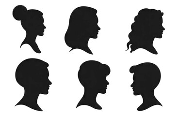 Male and female face silhouette or icon. Man and woman avatar profile. Unknown or anonymous person. Vector illustration