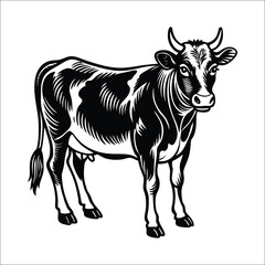 Cow Linocut Vector