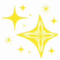 Yellow Sparkling Stars, Glowing Design Element