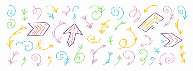 Hand-Drawn Arrow Collection: Colorful Doodle Arrows & Swirls