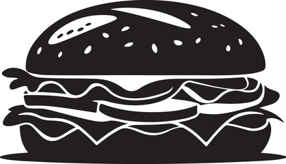 Delicious Double Cheeseburger Icon Black and White