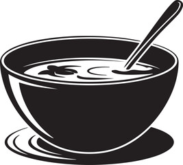 Simple Black and White Illustration of a Bowl of Soup
