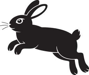 Silhouette of a Black Rabbit in Mid-Leap