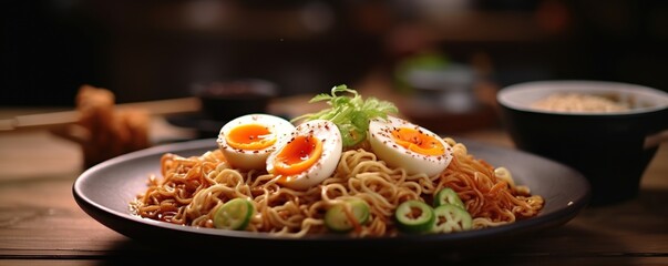 Delicious Asian Noodles with Soft-Boiled Eggs