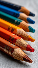 Vivid color pencils lined up close