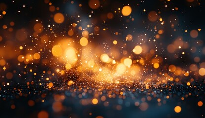 Naklejka premium Abstract bokeh background with gold and blue lights