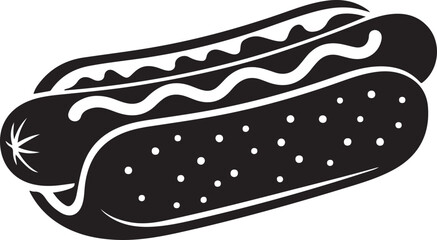 Simple Black and White Hot Dog Illustration