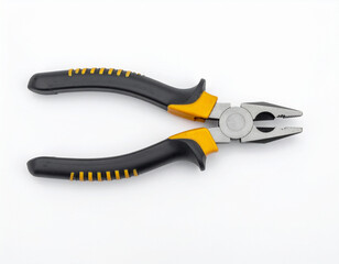 Obraz premium metal pliers with yellow rubber handles on a white background, used for cutting and repair in construction and industrial work