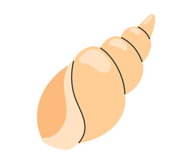 Sea shell. Ocean exotic underwater seashell sticker. Hand drawn vector illustration isolated on white background