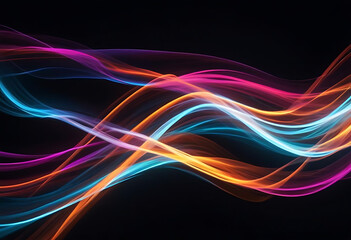 Abstract Colorful Light Trails on Black