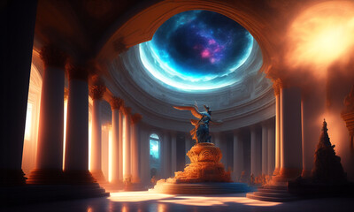Surreal landscape ancient greece analog style. Generative AI	
