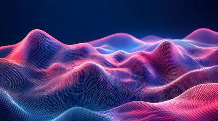 Abstract 3D Landscape with Colorful Waves in Digital Art Style