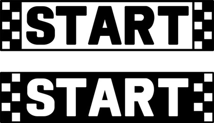 Start Icons. Black and White Vector Illustration. Start of Sports Race. Running Concept