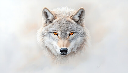 Naklejka premium Majestic Wolf Portrait with Winter Haze.