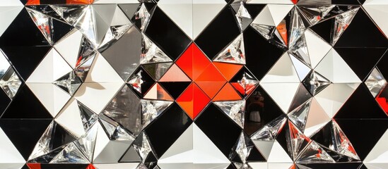 Red with Black, and White Geometric Tiles.