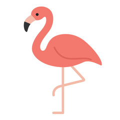 Cute flamingo showcasing pink plumage standing on one leg. Suitable for nature, wildlife, animal lifestyle topics, fabrics, home decor