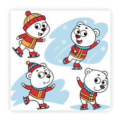 Cute Animal Faces Hand Sketched Doodle Vector