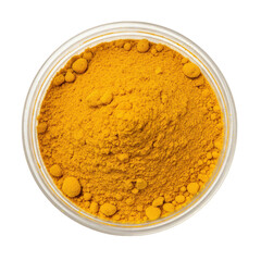 Turmeric Powder in Glass Bowl Isolated on Transparent Background