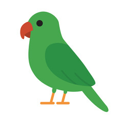 Cute parrot with vibrant green feathers and orange feet suitable for tropical designs, nature themed projects, and colorful bird illustrations