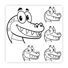 Cute Animal Faces Hand Sketched Doodle Vector