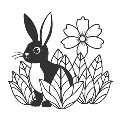 Abstract Floral Rabbit Silhouette Vector