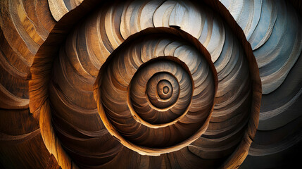 Fototapeta premium Spiral Wood Pattern with Intricate Layers and Warm Tones