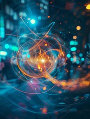 Quantum Entanglement: A Symphony of Light - Abstract symbolizing connection, energy, flow, mystery