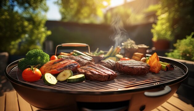 Ordentlich angerichtetes Grillgut auf Holzkohlegrill