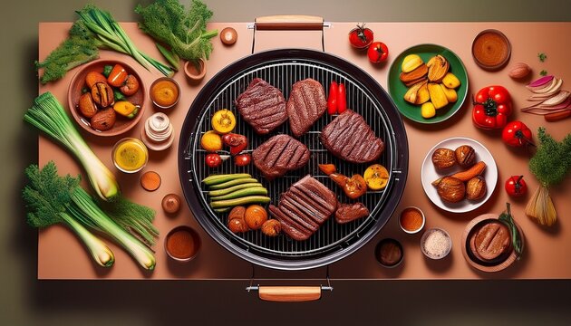 Ordentlich angerichtetes Grillgut auf Holzkohlegrill