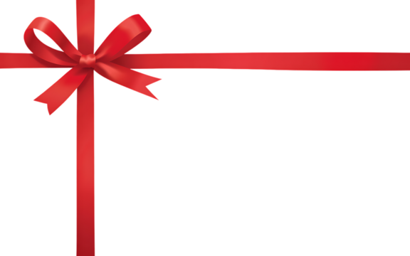 Red Satin Ribbon Bow with Horizontal and Vertical Stripes isolated. 