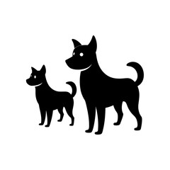 Two cute dog silhouette illustration