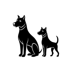 Two cute dog silhouette illustration