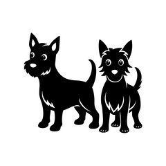 Two cute dog silhouette illustration