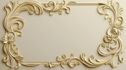 A 3D scrollwork ornamental frame with elegant carvings surrounding a blank card. Ideal for royal invitations, premium greeting cards, and luxury stationery designs.

