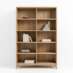 wooden shelves with books