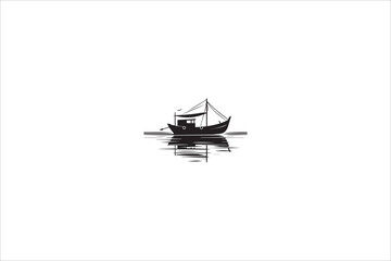Obraz premium boat silhouette with a simple, understated design set against a white background