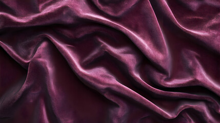 Rich Burgundy Velvet Fabric with Elegant Wrinkles and Texture