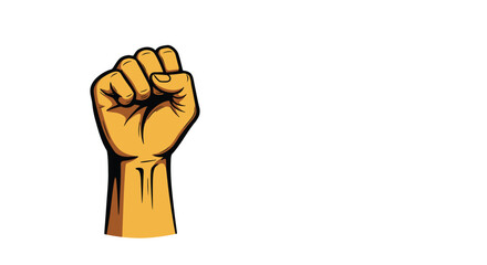Black-and-white illustration of a raised fist symbolizing strength, unity, determination, and solidarity. Representing concepts such as empowerment, resistance, and collective action.

