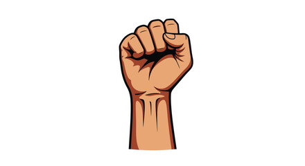Black-and-white illustration of a raised fist symbolizing strength, unity, determination, and solidarity. Representing concepts such as empowerment, resistance, and collective action.

