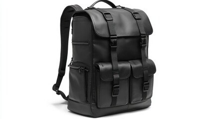 Naklejka premium Commuter backpack with laptop sleeve and organizer, isolated white