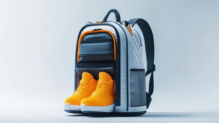 Compact gym backpack with shoe compartment, isolated white