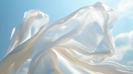 White Silk Fabric Flowing in the Wind