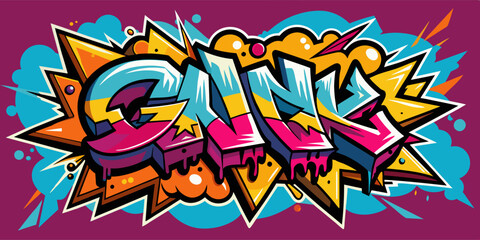 Fototapeta premium Vibrant Urban Graffiti with Dynamic Shapes and Bright Colors.