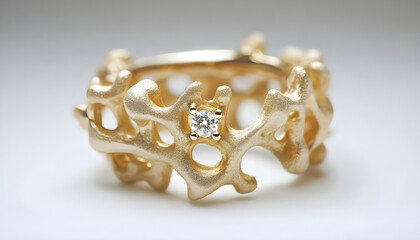 create an engagement ring that uses a frosted cheerio instead of a diamond, simple band with no accessory diamonds