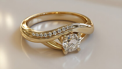 create an engagement ring that uses a frosted cheerio instead of a diamond, simple band with no accessory diamonds