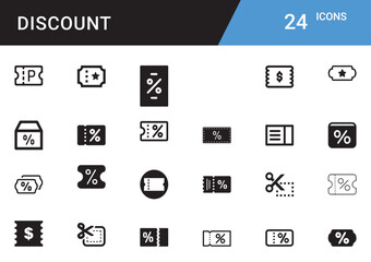 Discount Icons editable vector set  Sale, Offer, Coupon, Promotion, Price Tag, Deal, Cashback, Voucher, Shopping, Best Price, Special Offer, Flash Sale, Limited Time