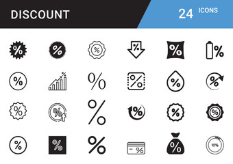 Discount Icons editable vector set  Sale, Offer, Coupon, Promotion, Price Tag, Deal, Cashback, Voucher, Shopping, Best Price, Special Offer, Flash Sale, Limited Time