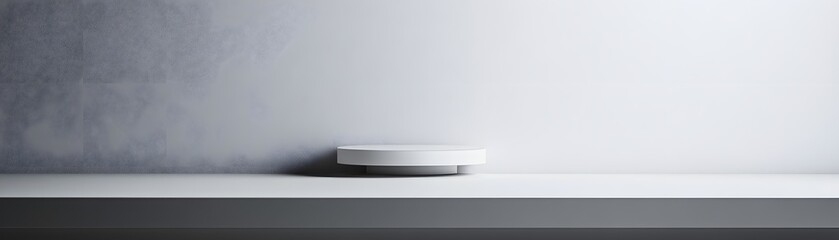 Empty Display Platform Against a Light Gray Wall